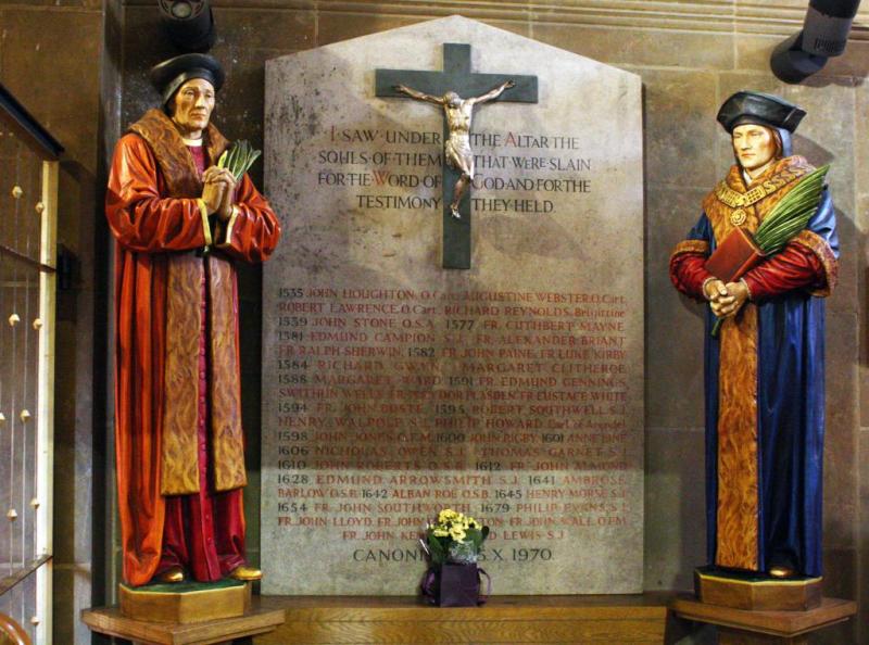 Statues of St John Fisher (left) and St Thomas More in Kensington 1 parish