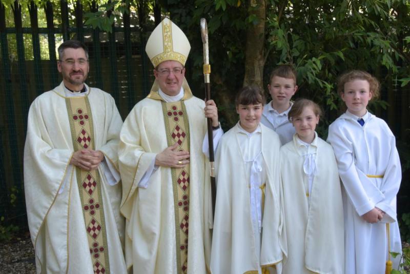 Fr Shaun Church, Bishop John and altar servers from St John's