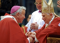 Archbishop Vincent Nichols receiving the Pallium from Pope Benedict XVI