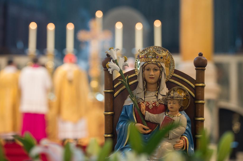 Statue of Our Lady of Walsingham at the Celebration of Priesthood in Westminster Cathedral on 28th June 2019 (Photo: Mazur/Catholicnews.org.uk)