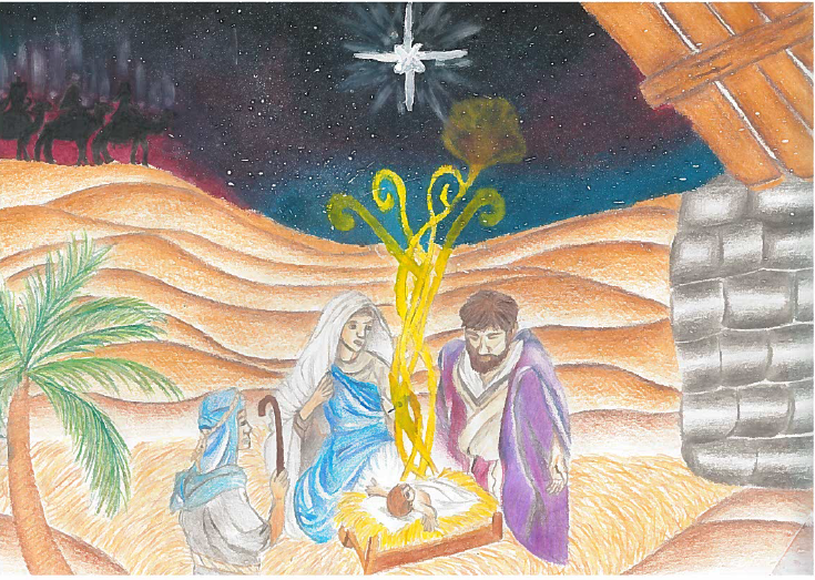 Picture of the winning design printed onto the Mayor's Christmas card.