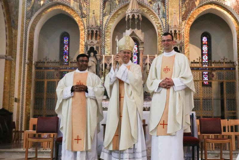 From L to R: Fr Kensy Joseph SJ, Bishop Nicholas Hudson and Fr Philip Harrison SJ
