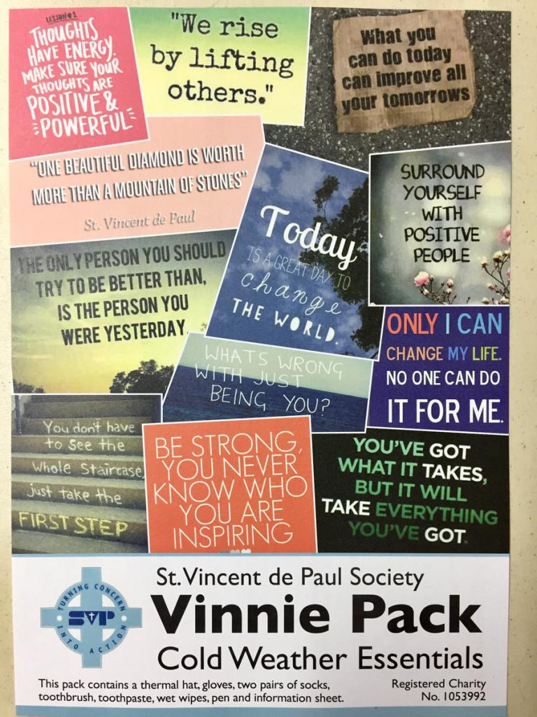 Winter Vinnie Packs for Homeless - Diocese of Westminster