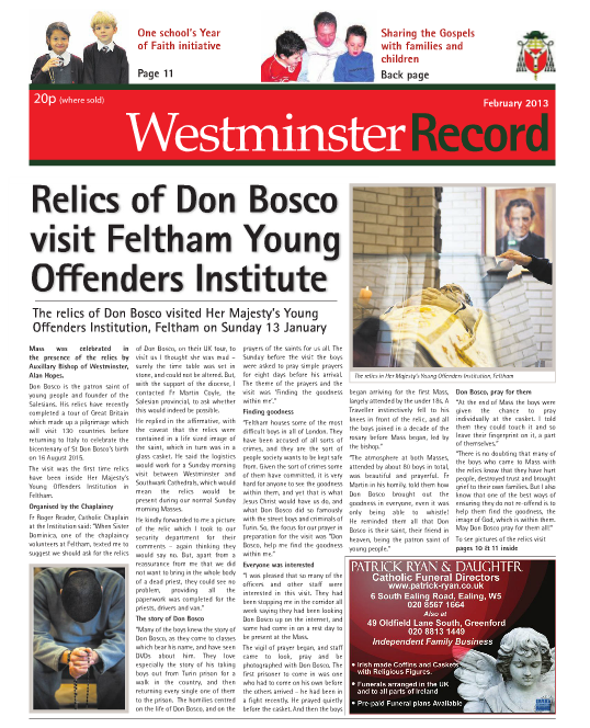 February Edition of Westminster Record now available online - Diocese of Westminster
