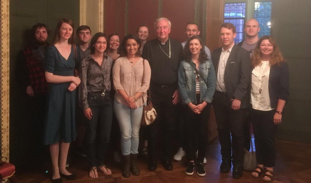 St Mary's chaplaincy students with the Cardinal at the Pre-synod meeting